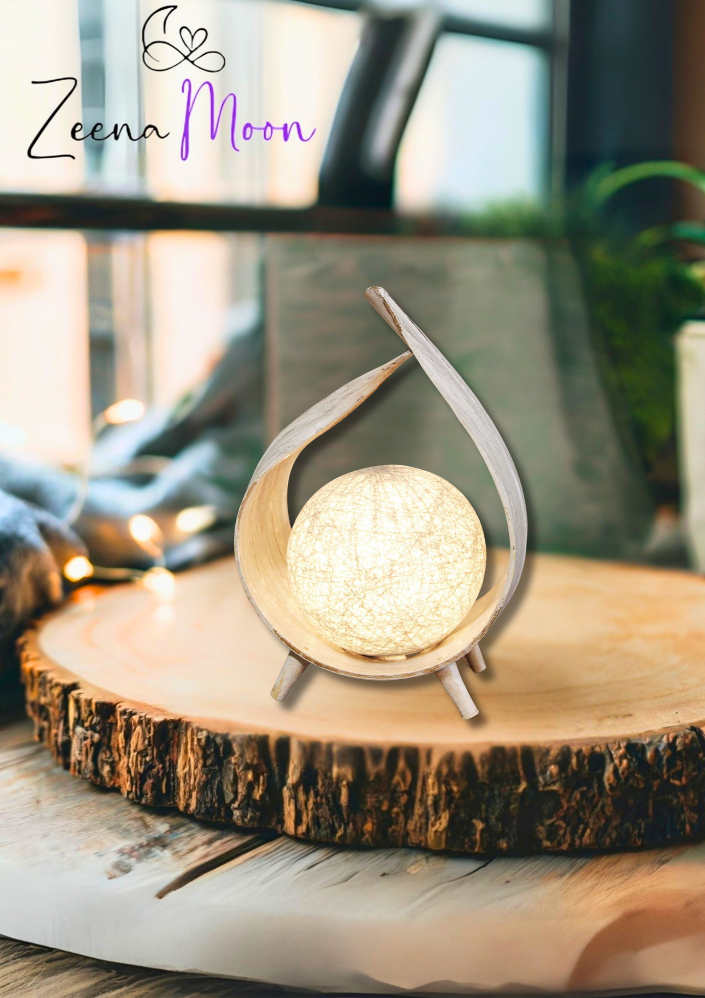 Natural Coconut Lamp - Whitewash Wrapover