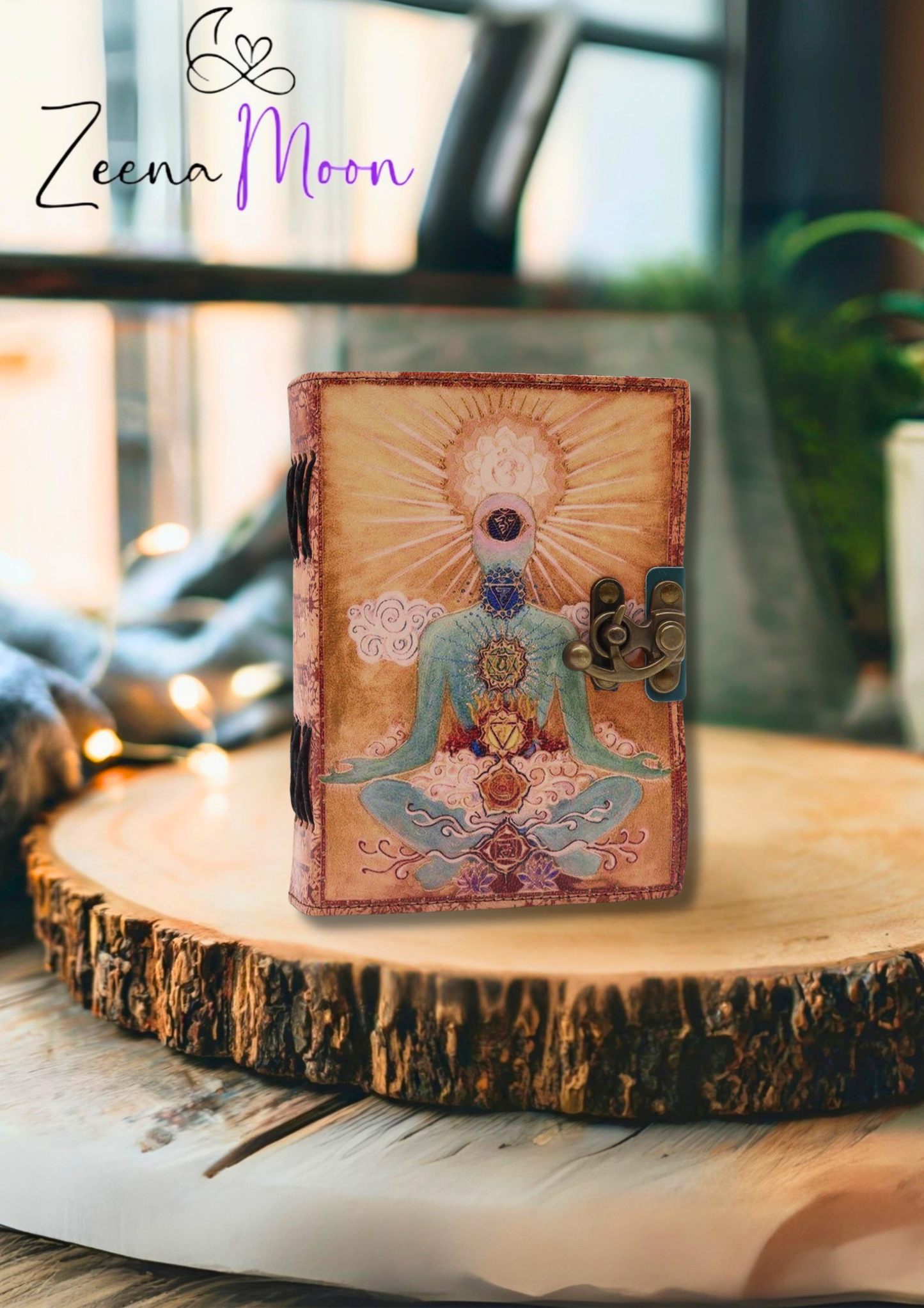 Leather "Buddha Seven Chakra" Deckle-edge Notebook