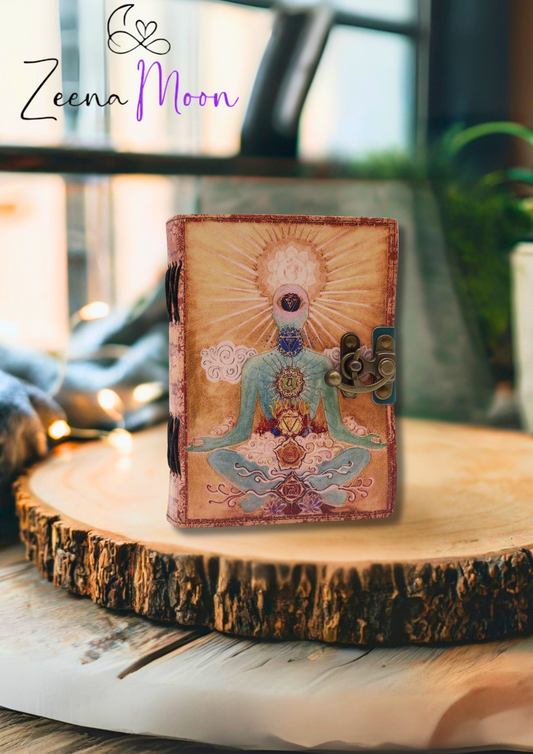 Leather "Buddha Seven Chakra" Deckle-edge Notebook