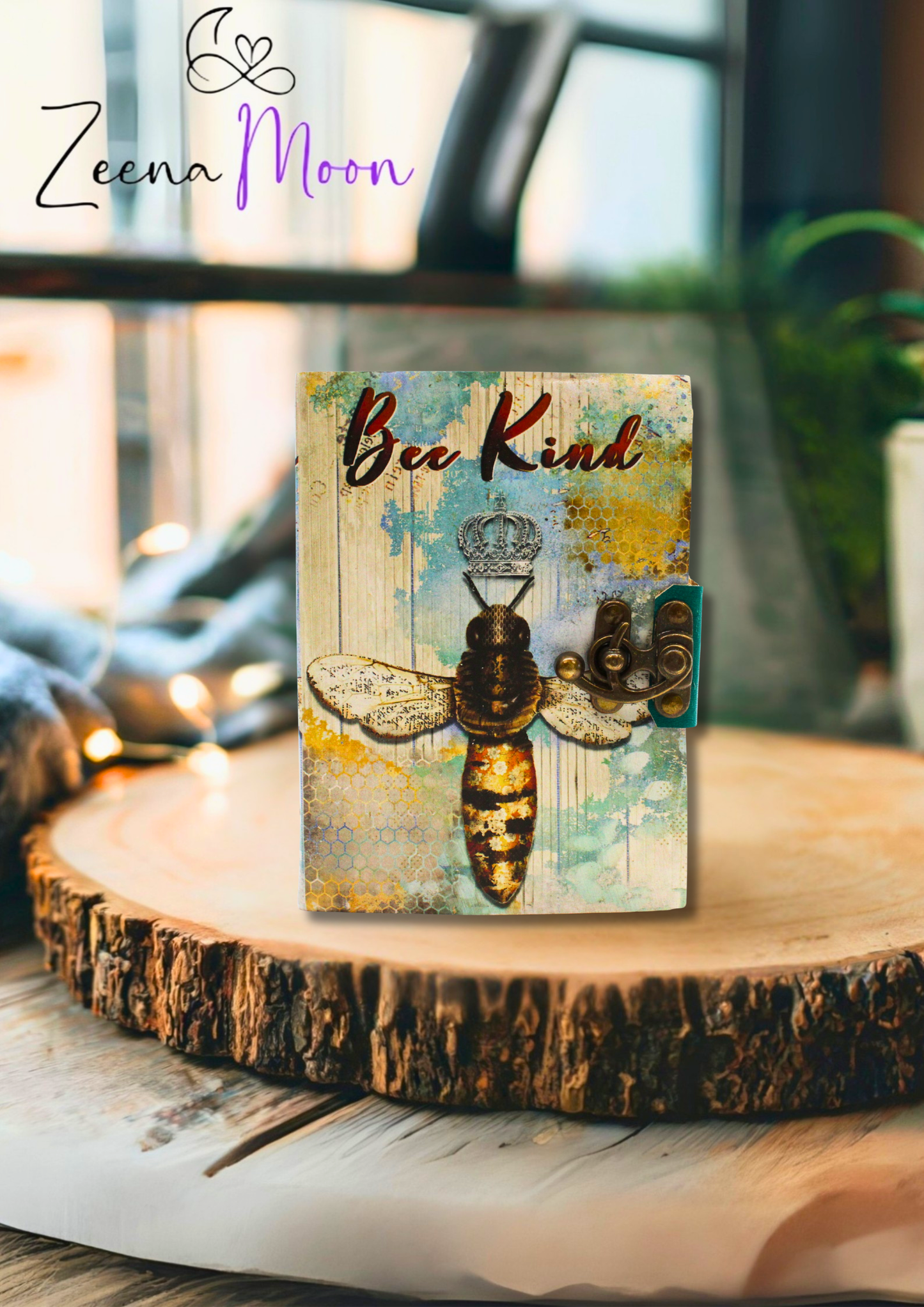 Leather "Bee Kind" Deckle-edge Notebook (7x5")