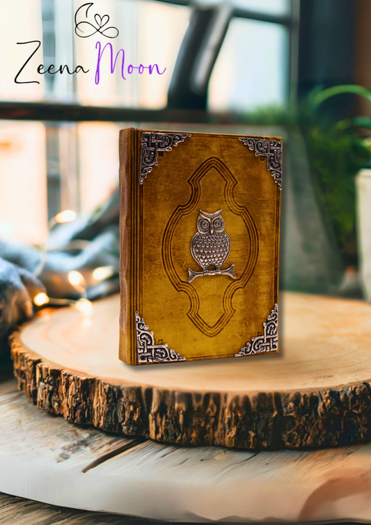 Heafty Coffee Tan Book - Zinc Owl Decor - 200 Deckle Edges Pages - 26x18cm