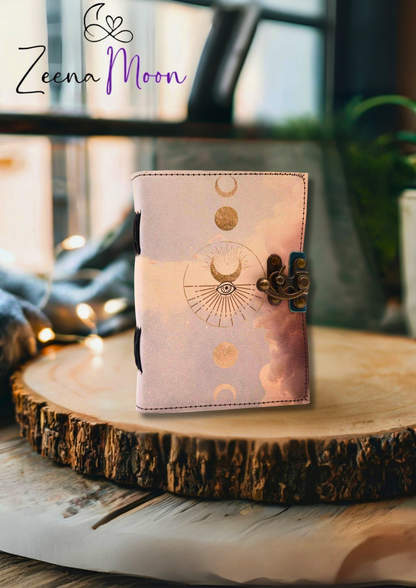 Leather "Moon Phases" Deckle-edge Notebook