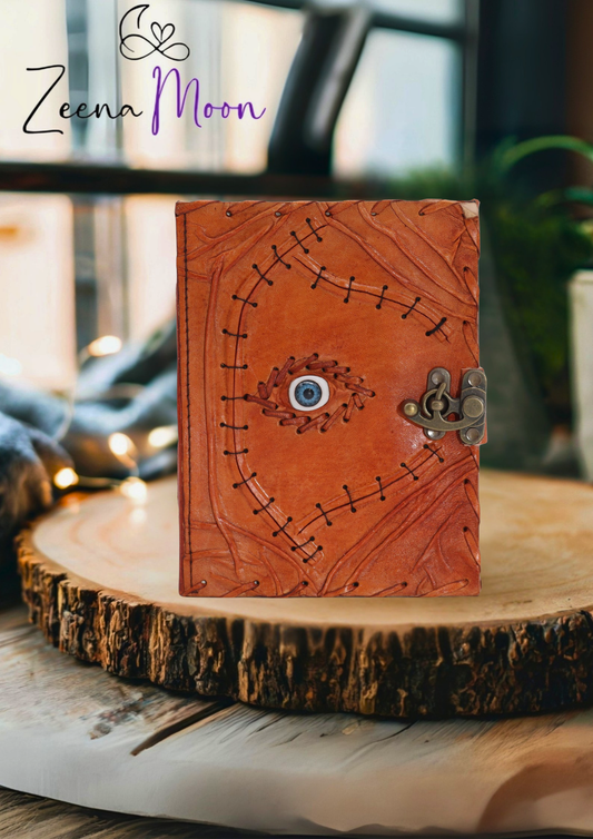 Light Brown Tan Book - Evil Eye Decor - 160 Deckle Edges Pages - 20x15cm