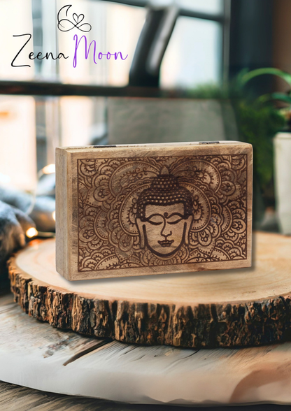 Big Rectangle Box 21.5x14x6.3cm - Buddha Face Black Engraved