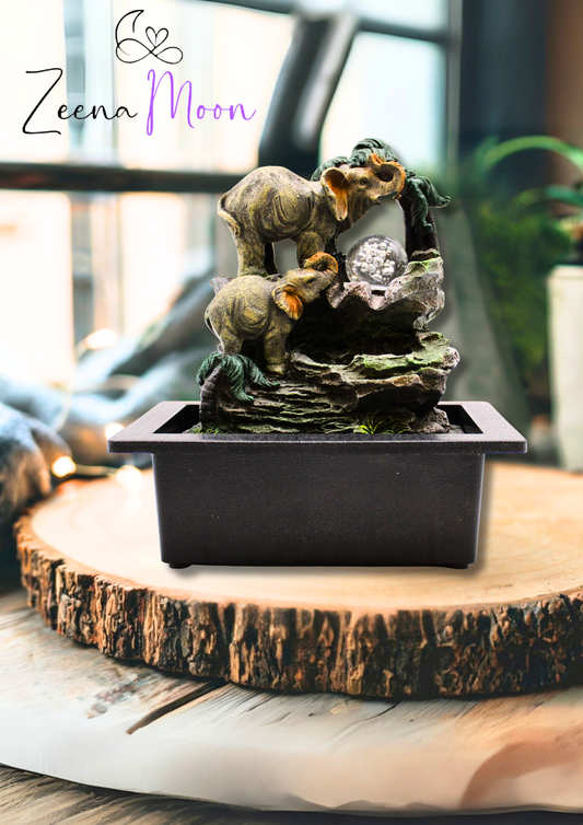 Tabletop Water Feature - 30cm - Elephant Family