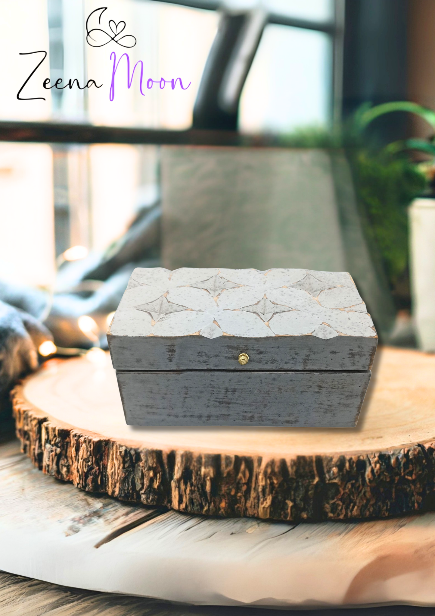 Vintage Deco - Multi Purpose Box - 22x12x10cm - Grey Star