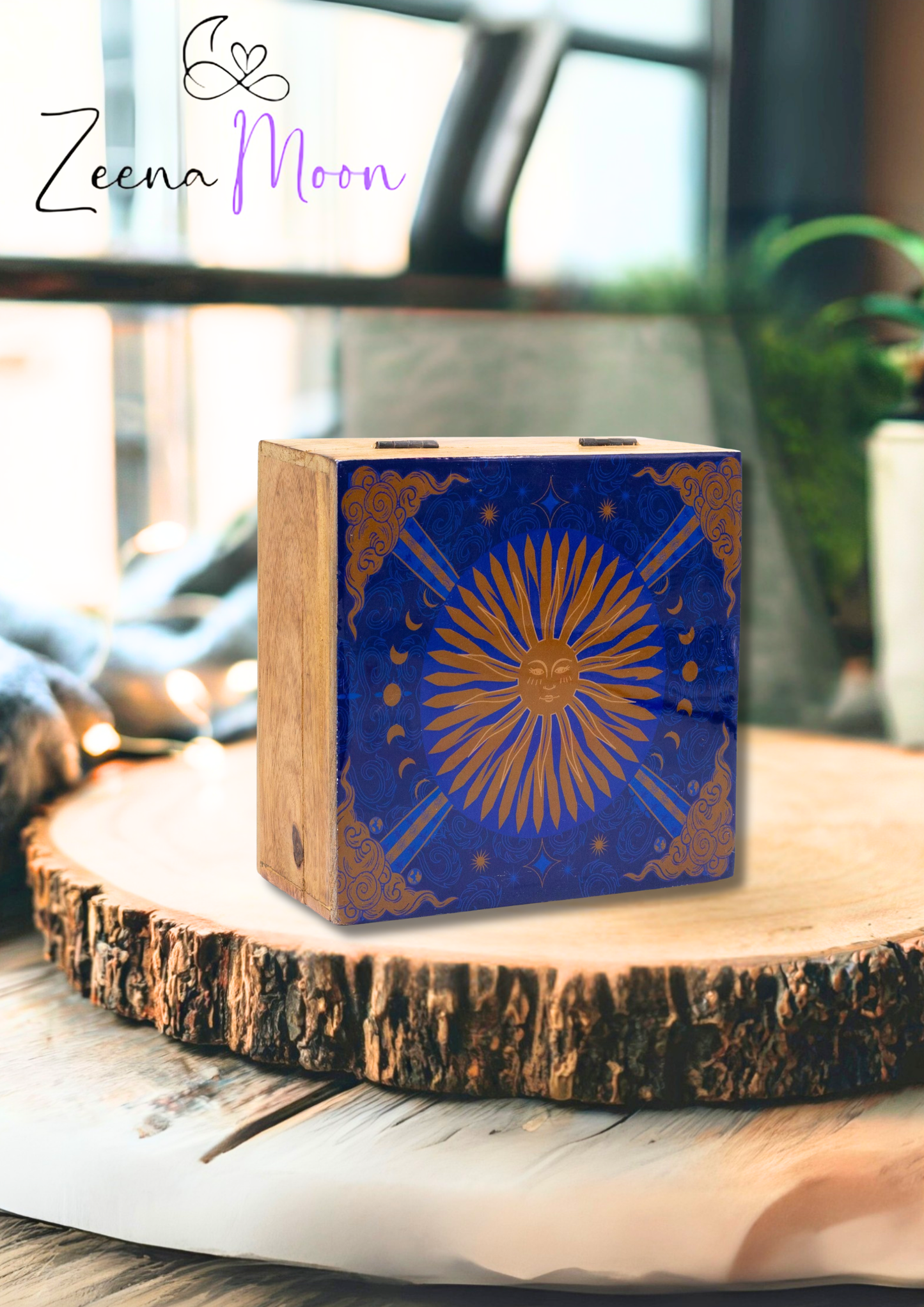 Hop Hare Medium Enameled Square Box - The Sun