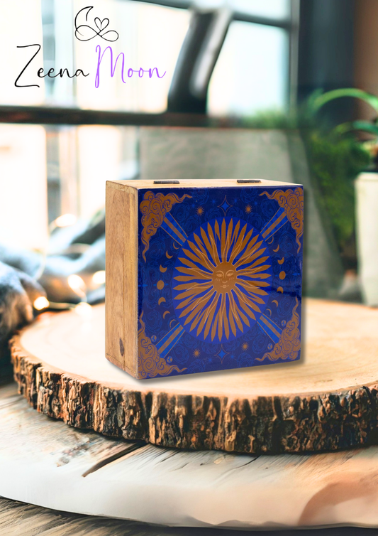 Hop Hare Medium Enameled Square Box - The Sun
