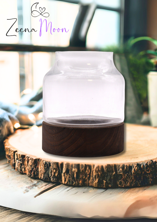 Medium Shaped Terrarium on Dark Tung Wood