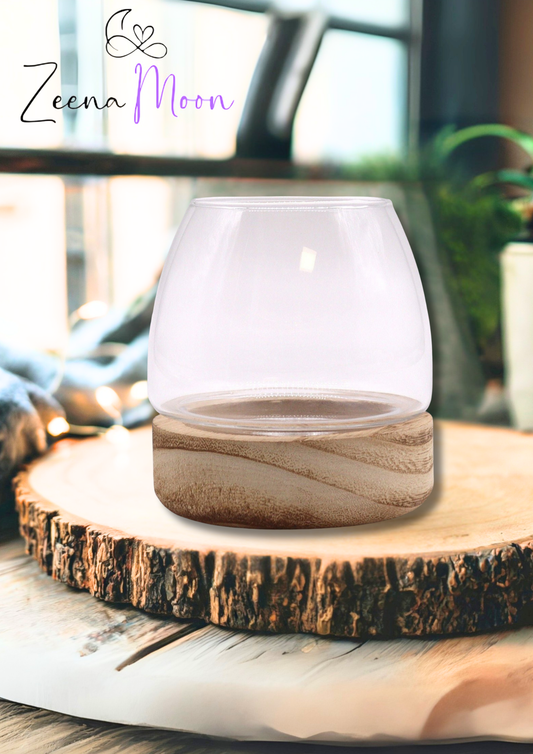Mini Terrarium on Natural Tung Wood