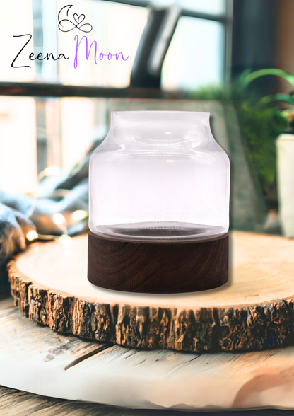 Small Shaped Terrarium on Dark Tung Wood