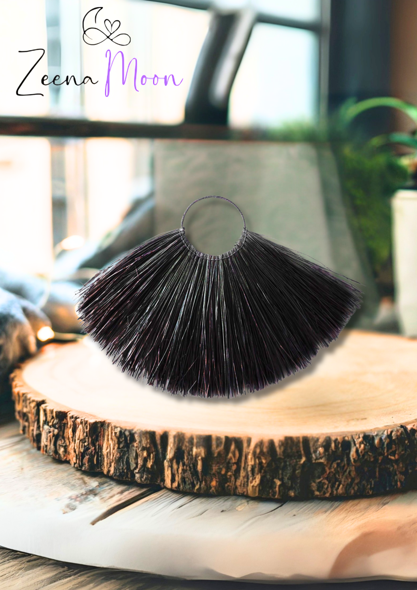 Large Seagrass Fan Wall Decor - Black