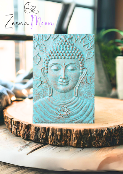 Large Buddha Iron Frame Turquoise Relief - 0.7x1m