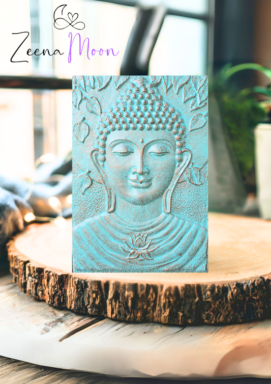 Large Buddha Iron Frame Turquoise Relief - 0.7x1m