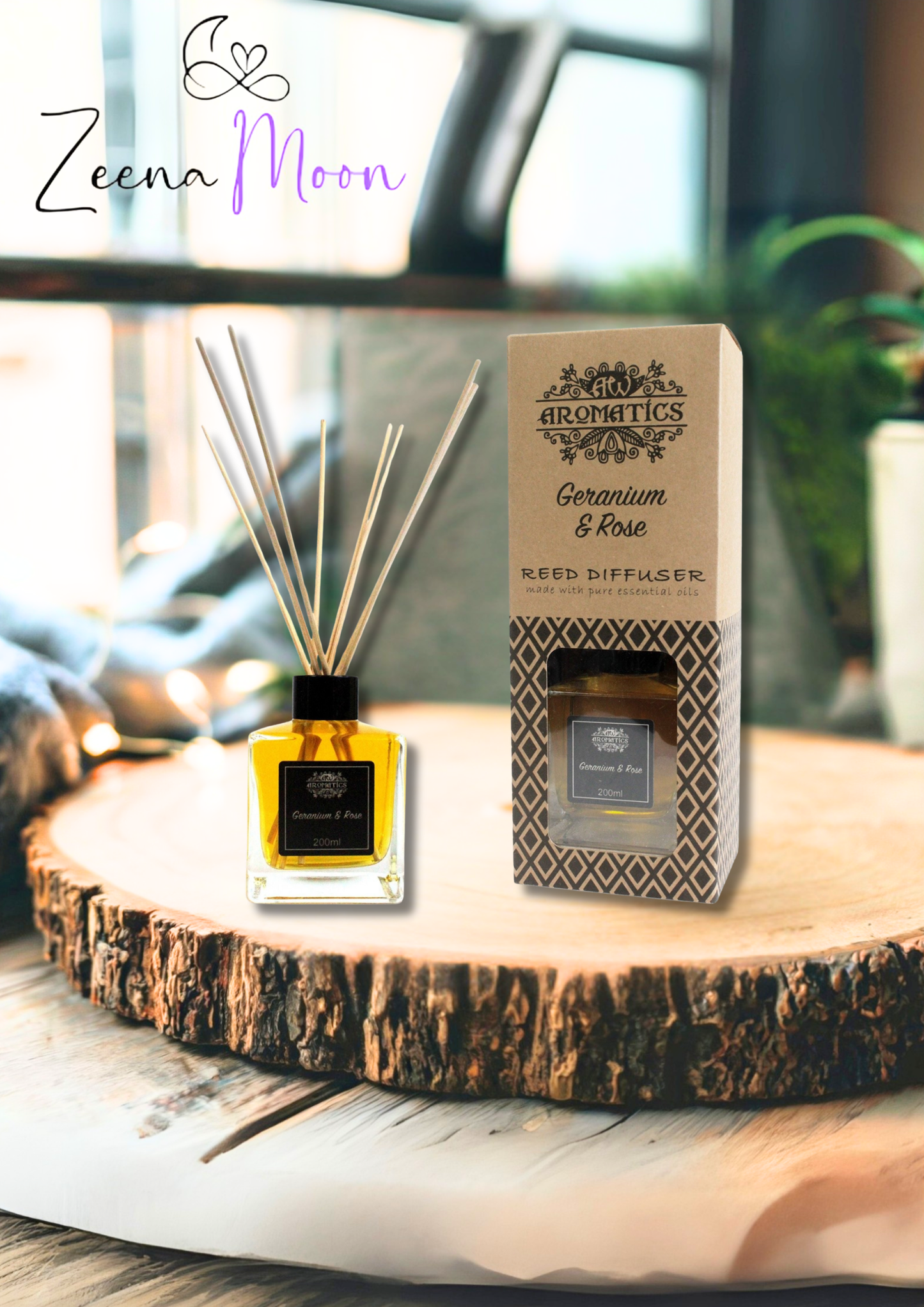 200ml Geranium & Rose Essential Oil Reed Diffuser