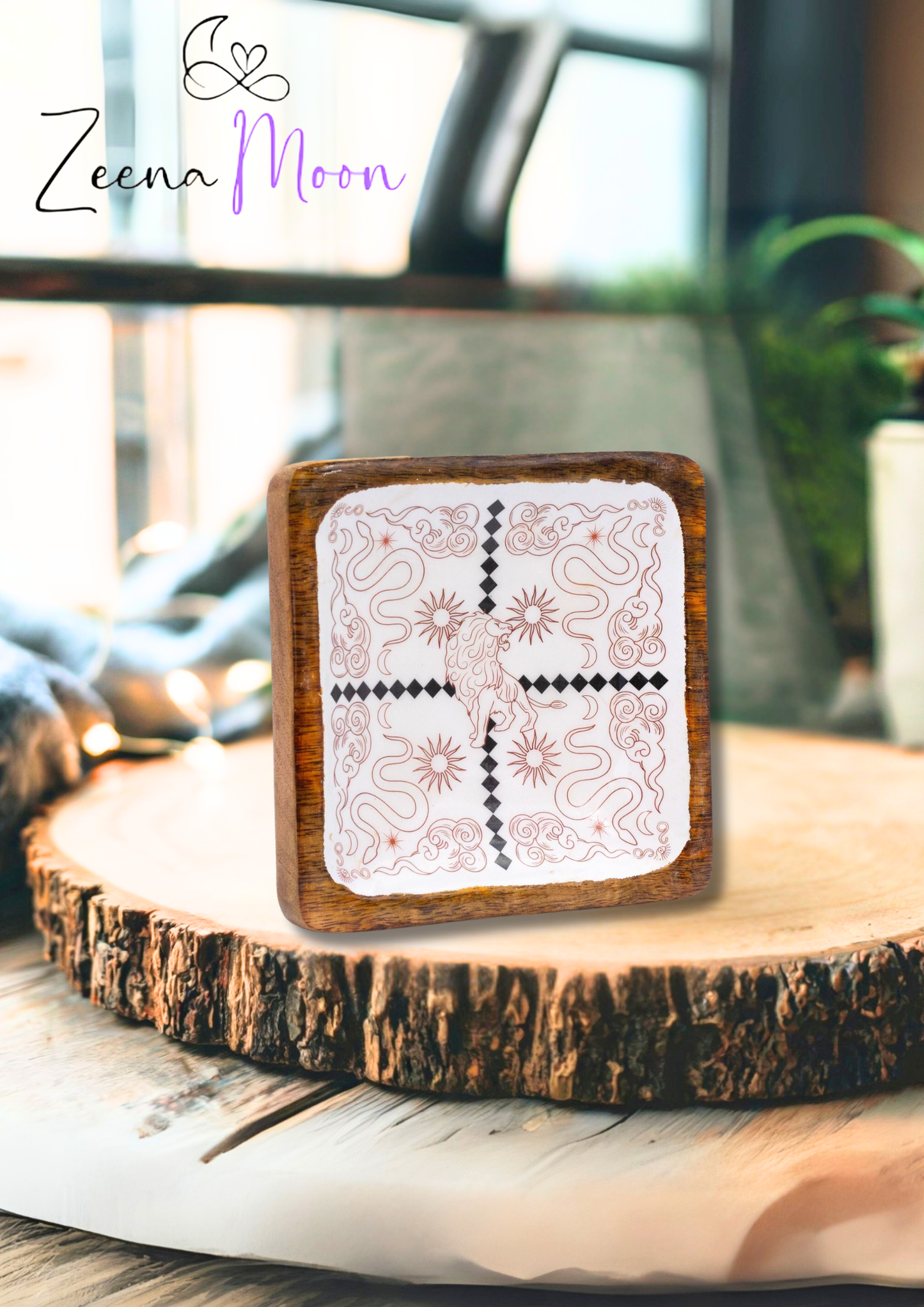 Hop Hare Big Enameled Square Trinket Tray - Lion & Snakes