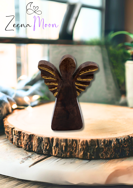 Small Mango Wood Angel - Gold Decor