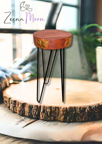 Albasia Wood Plant Stand - Terracotta & black detail