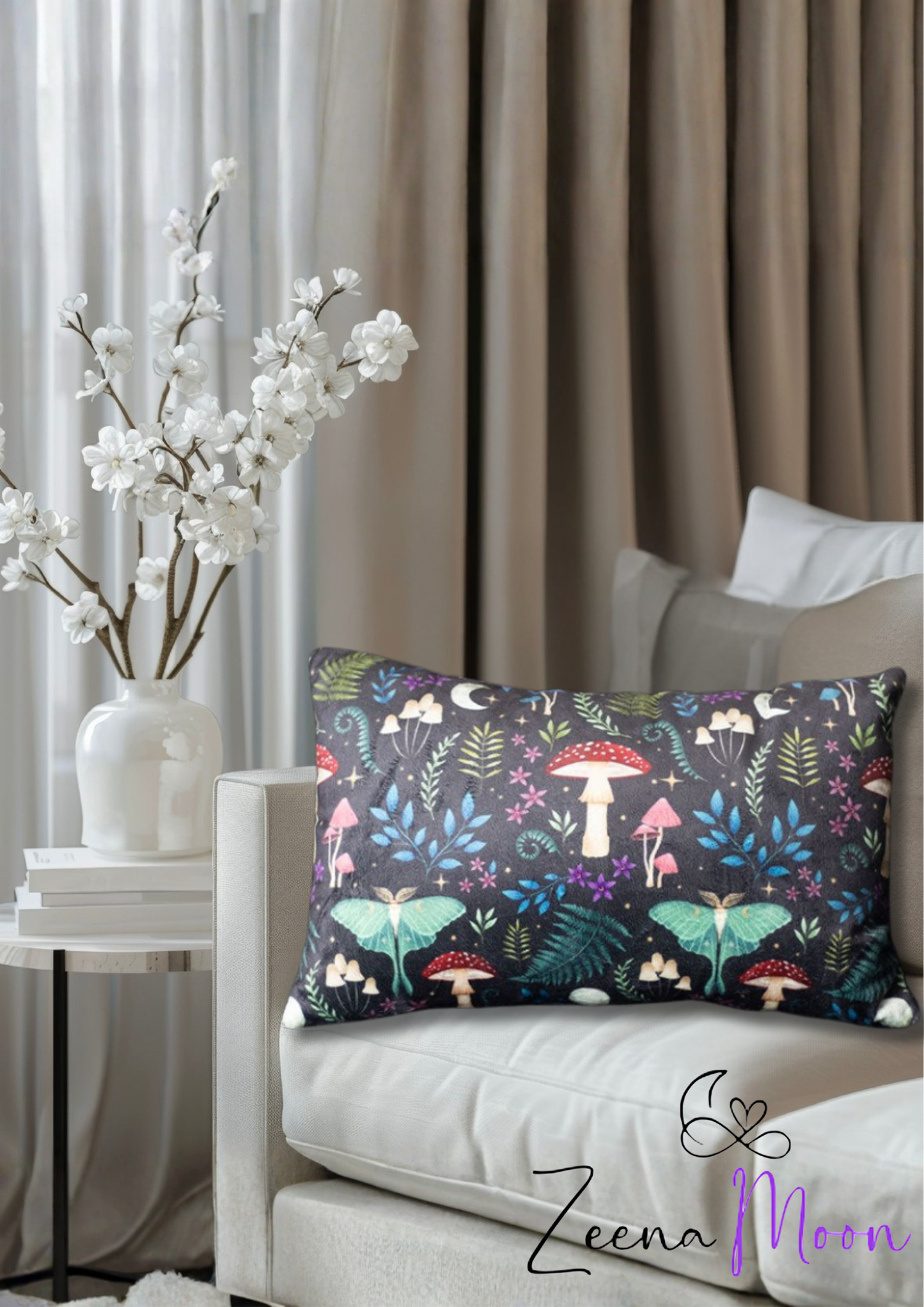 40cm Rectangular Dark Forest Print Cushion