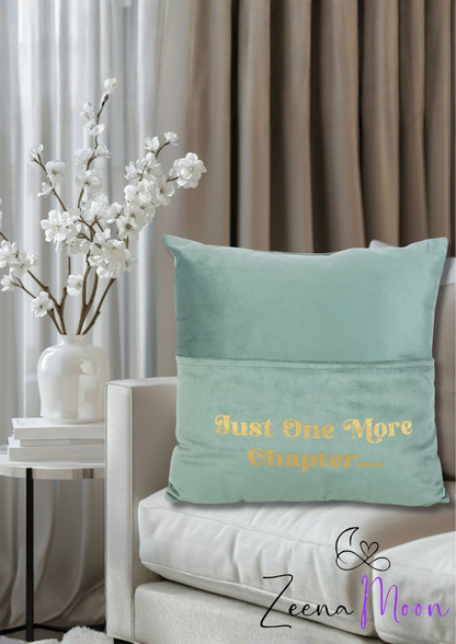 Just One More Chapter Cushion with Book Pocket