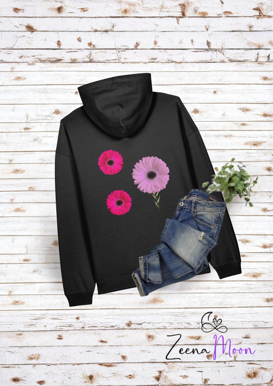 Petal Power – Pink Gerbera Daisy Organic Hoodie