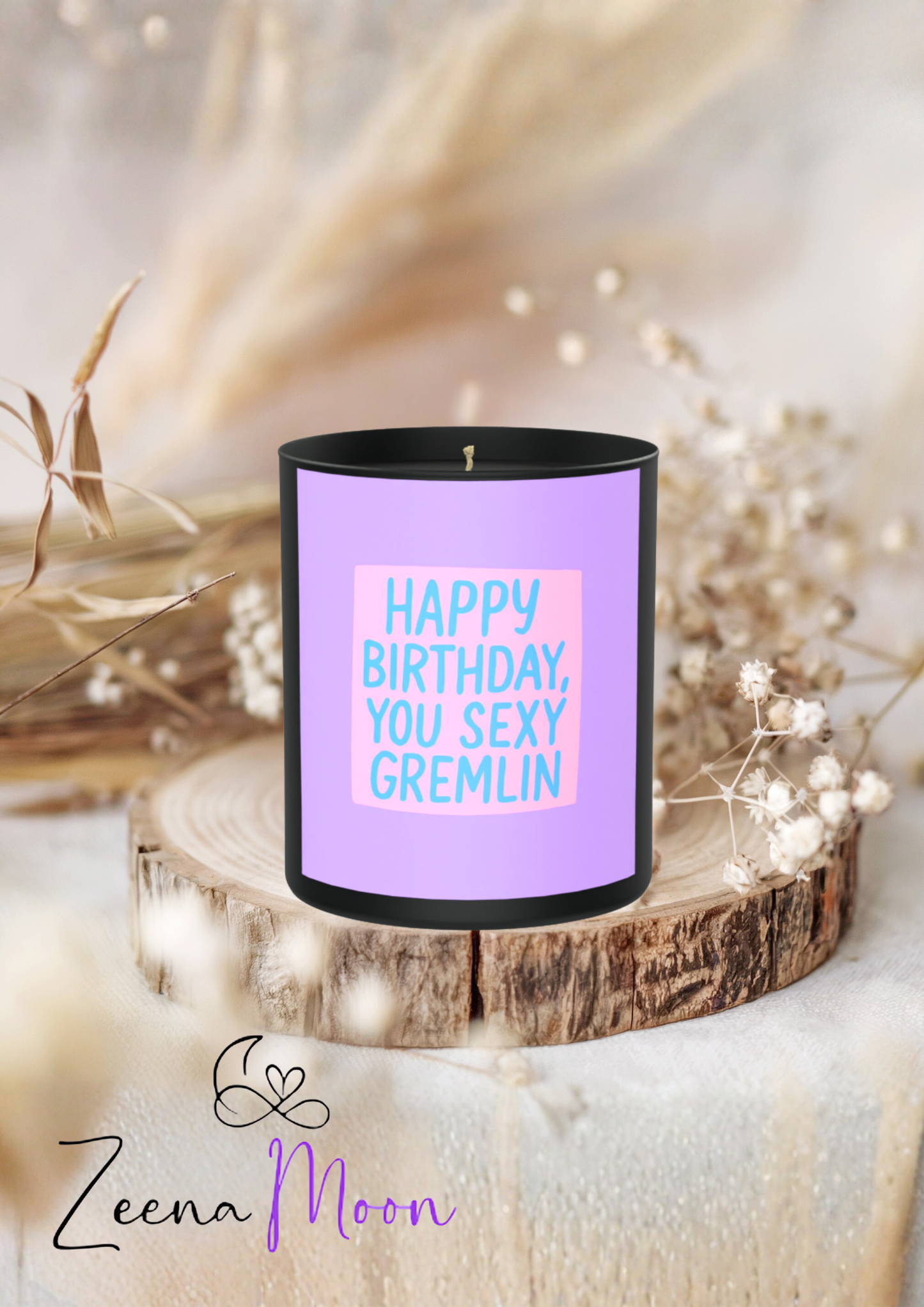 Happy Birthday You Sexy Gremlin 200g Black Candle ‘Dark Noir’