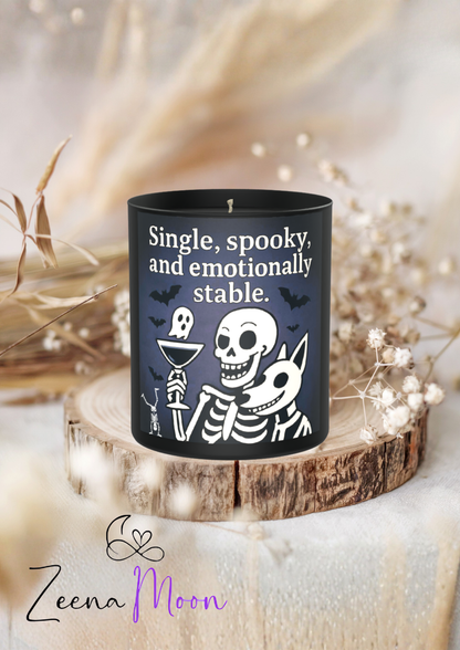 Single, Spooky and Emotionally Stable Skeleton 200g Black Candle ‘Dark Noir’