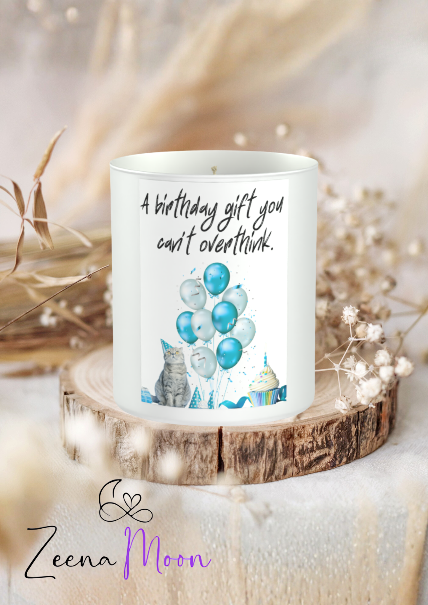 Funny Cat Birthday 200g White candle ‘Sandy Bay'