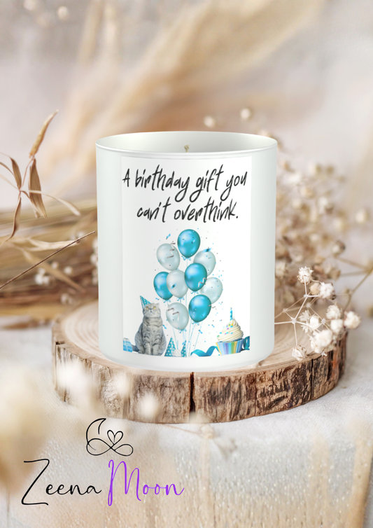 Funny Cat Birthday 200g White candle ‘Sandy Bay'