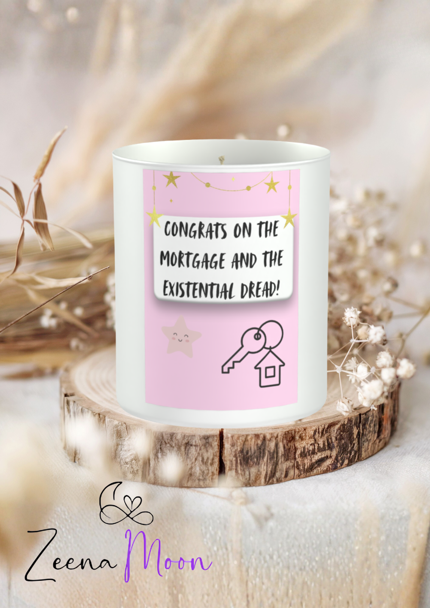 Congrats On The Mortgage 200g White candle ‘Sandy Bay'