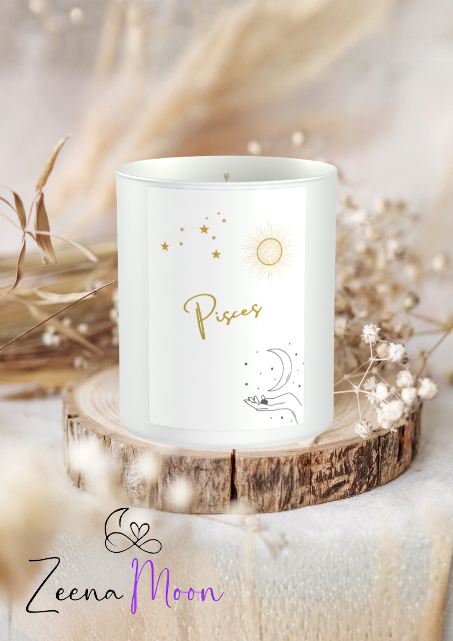 Pisces Astrology Star Signs 200g White candle ‘Sandy Bay'