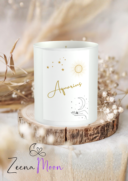 Aquarius Astrology Star Signs 200g White candle ‘Sandy Bay'