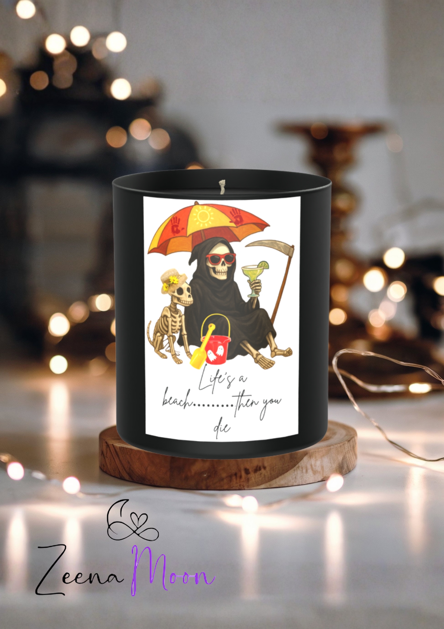 Grim reaper Humour Beach 200g Black Candle ‘Dark Noir’