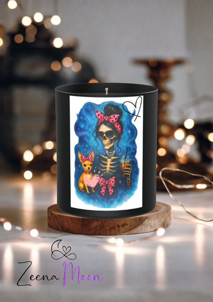 Sassy Girl Skeleton Dog 200g Black Candle ‘Dark Noir’