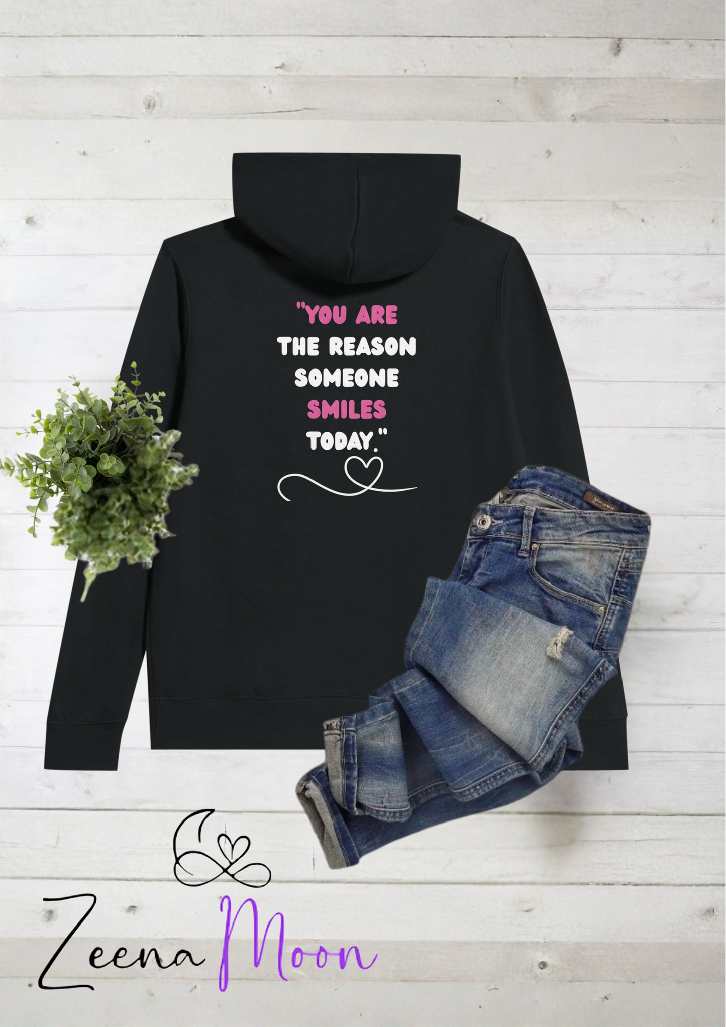 You are the reason someone smiles today Premium Womens Pullover Hoodie Black