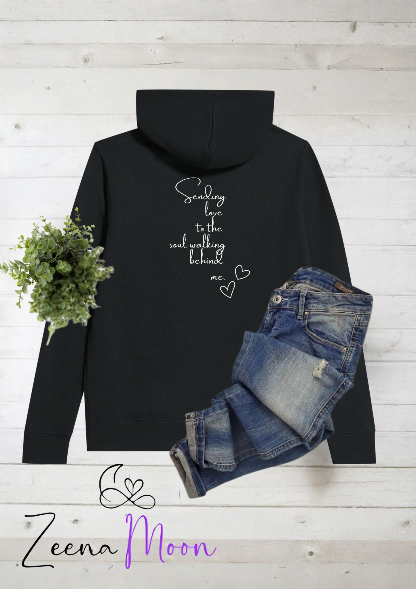 Sending love to the soul walking behind  me Premium Womens Pullover Hoodie Black