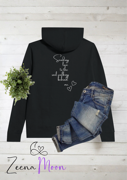 Sending love to the soul walking behind  me Premium Womens Pullover Hoodie Black