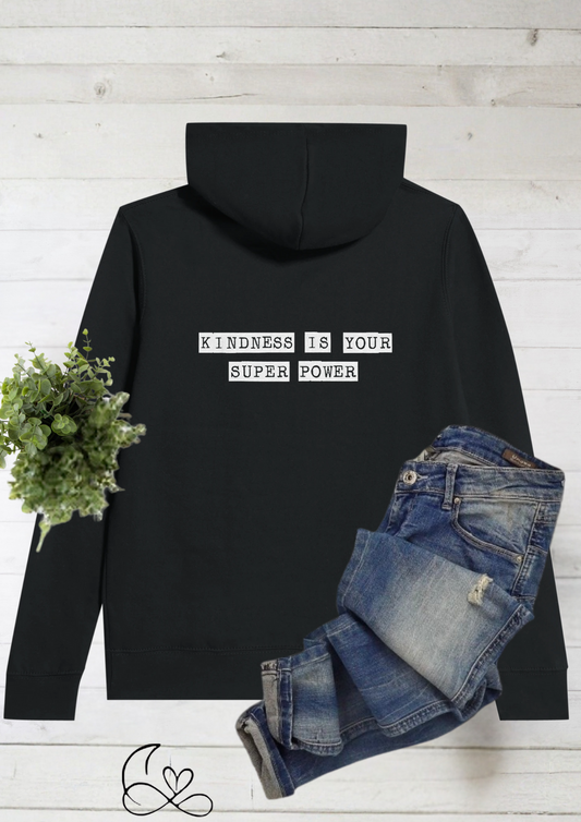 Kindness is your superpower Back Design Premium Womens Pullover Hoodie Black