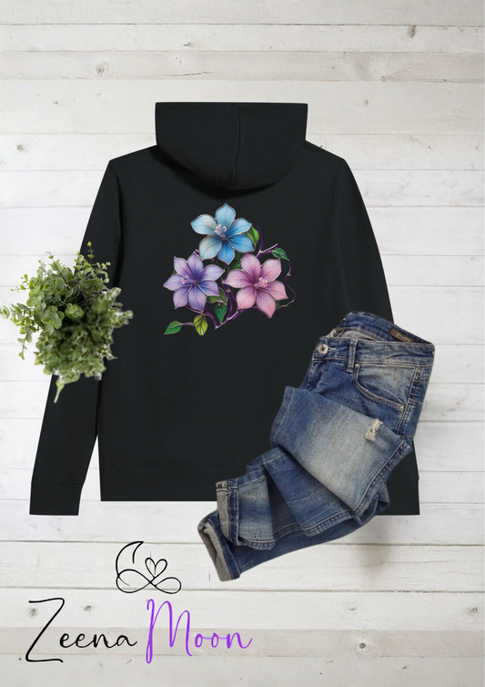 Glass Garden Back Design Premium Womens Pullover Hoodie Black