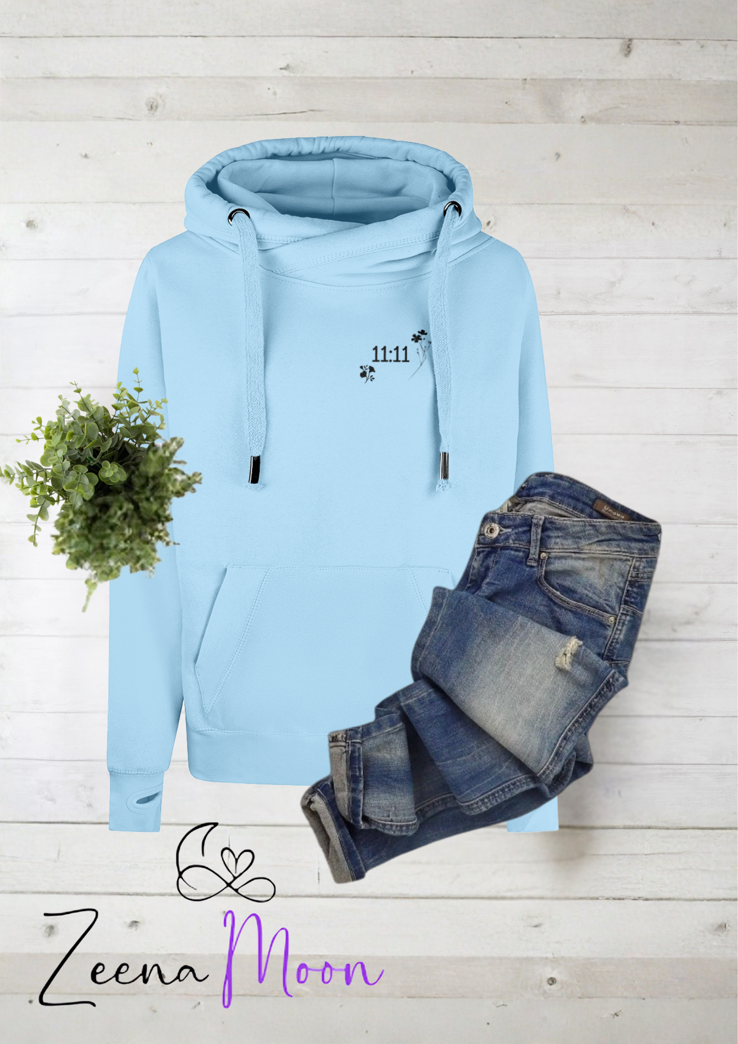 11:11 Floral Hoodie – Angel Numbers with a Twist of Nature