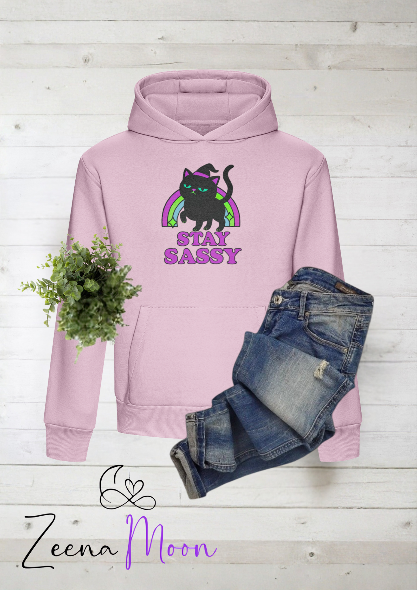Stay Sassy – Witchy Black Cat  Heavyweight Boxy Hoodie