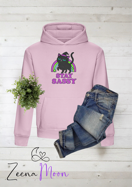 Stay Sassy – Witchy Black Cat  Heavyweight Boxy Hoodie