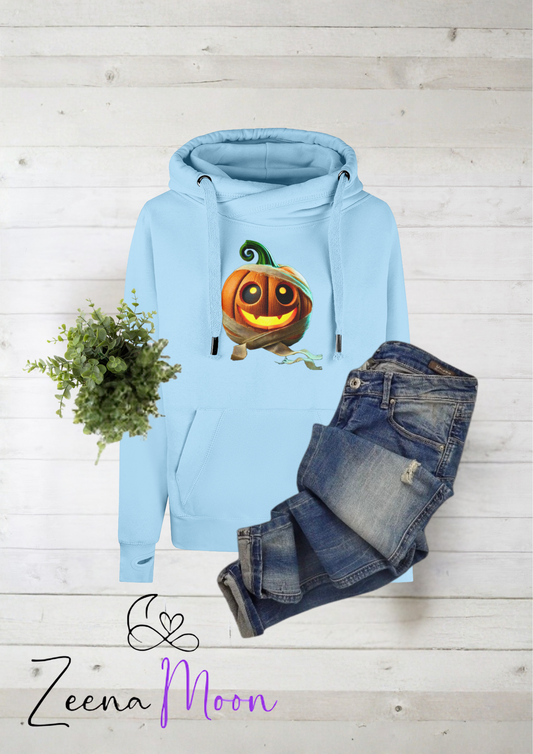 Pumpkin Mummy Hoodie – Spooky Cuteness, Wrapped in Comfort Cross Neck Hoodie