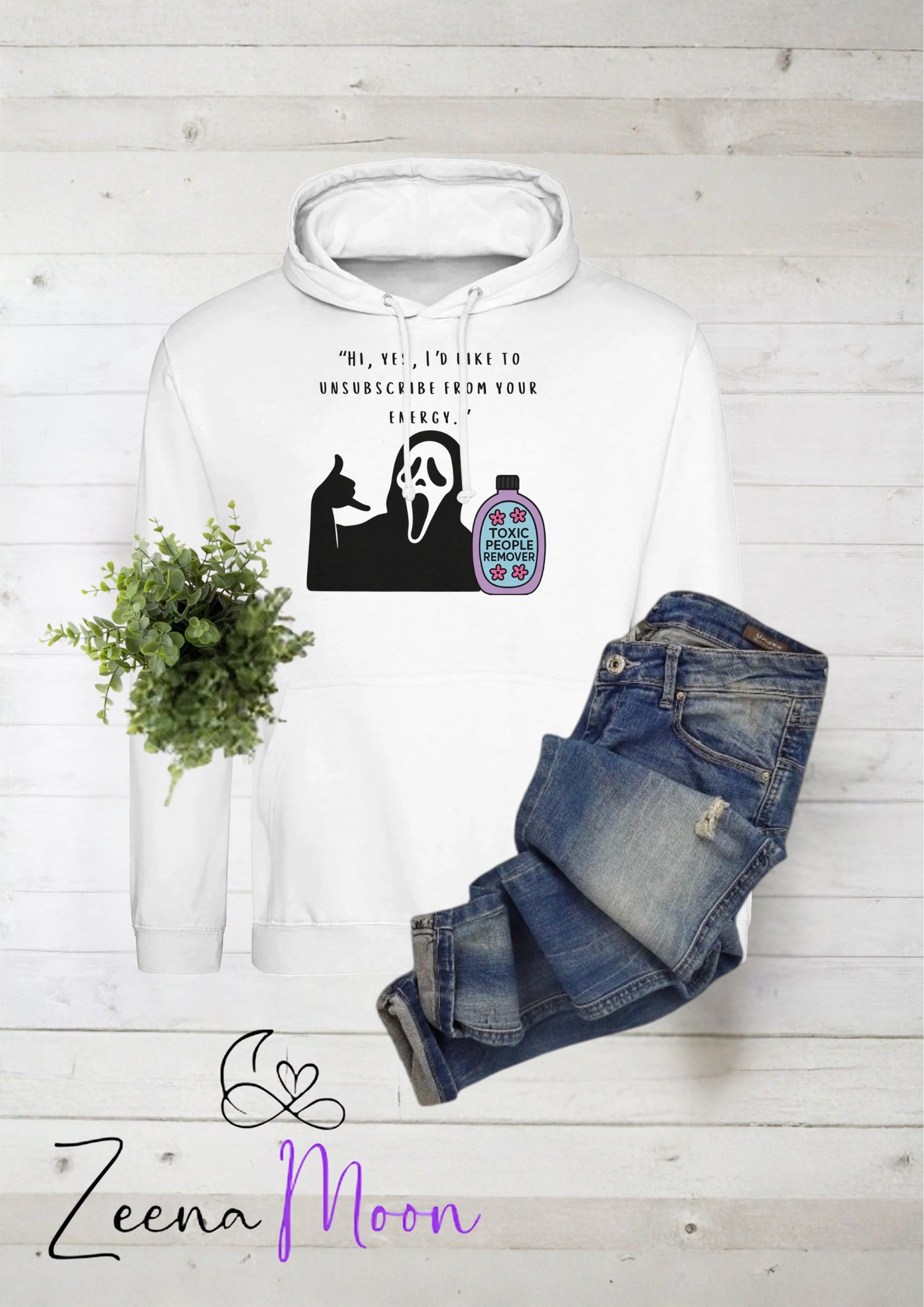 “Hi, yes, I’d like to unsubscribe from your energy.” Premium Unisex Pullover Hoodie