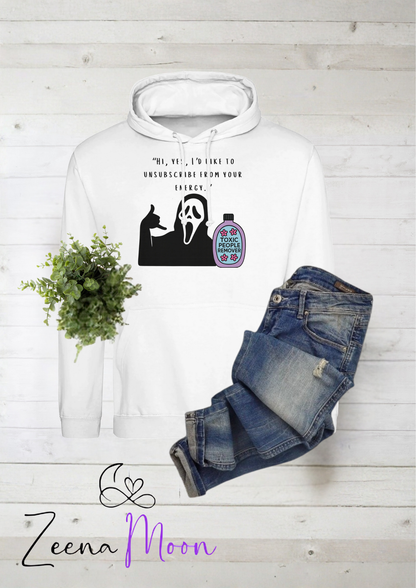 “Hi, yes, I’d like to unsubscribe from your energy.” Premium Unisex Pullover Hoodie