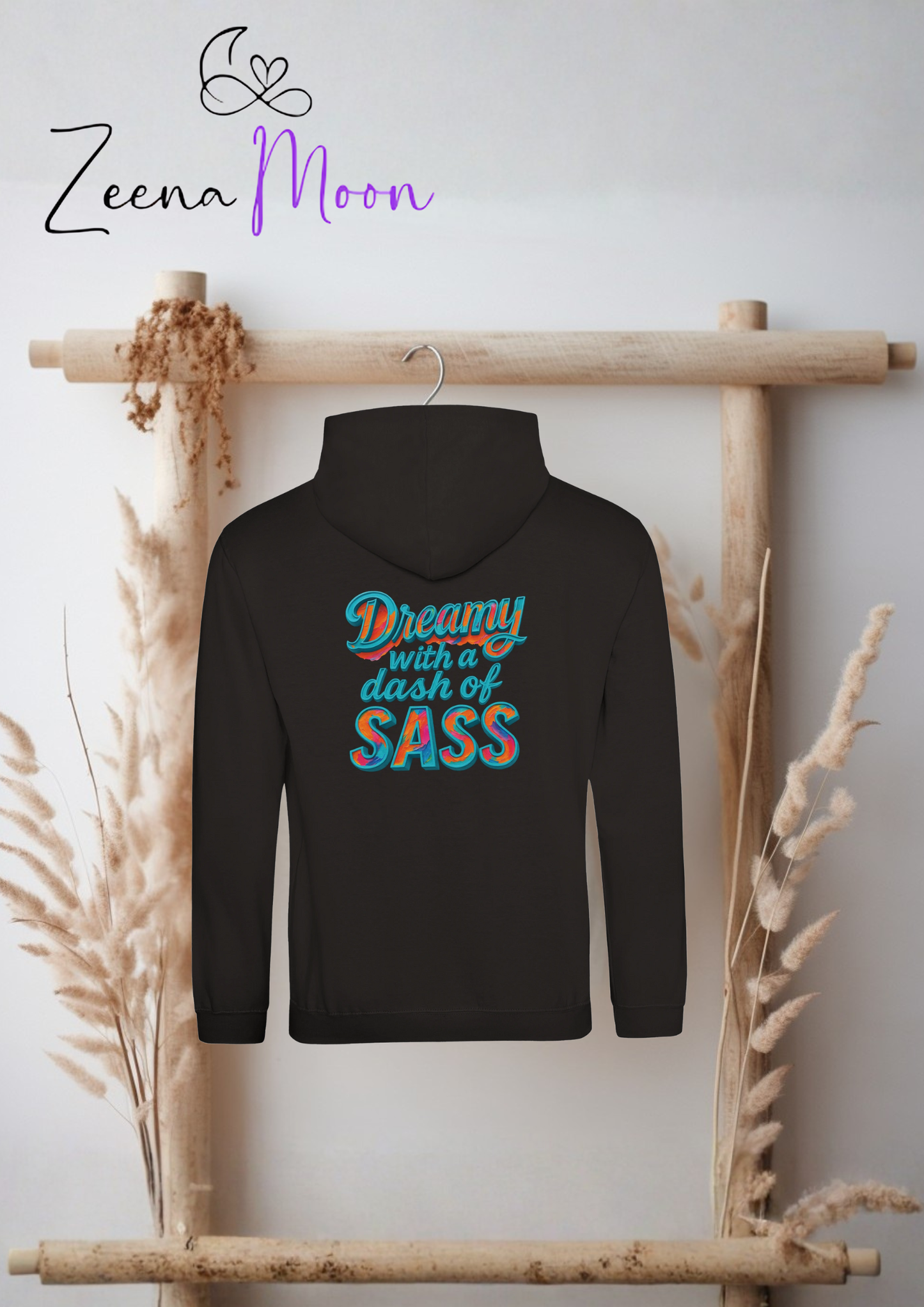 Dreamy with a dash of sass Premium Unisex Pullover Hoodie | Deep Black