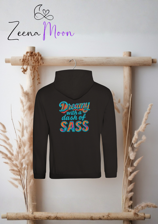 Dreamy with a dash of sass Premium Unisex Pullover Hoodie | Deep Black