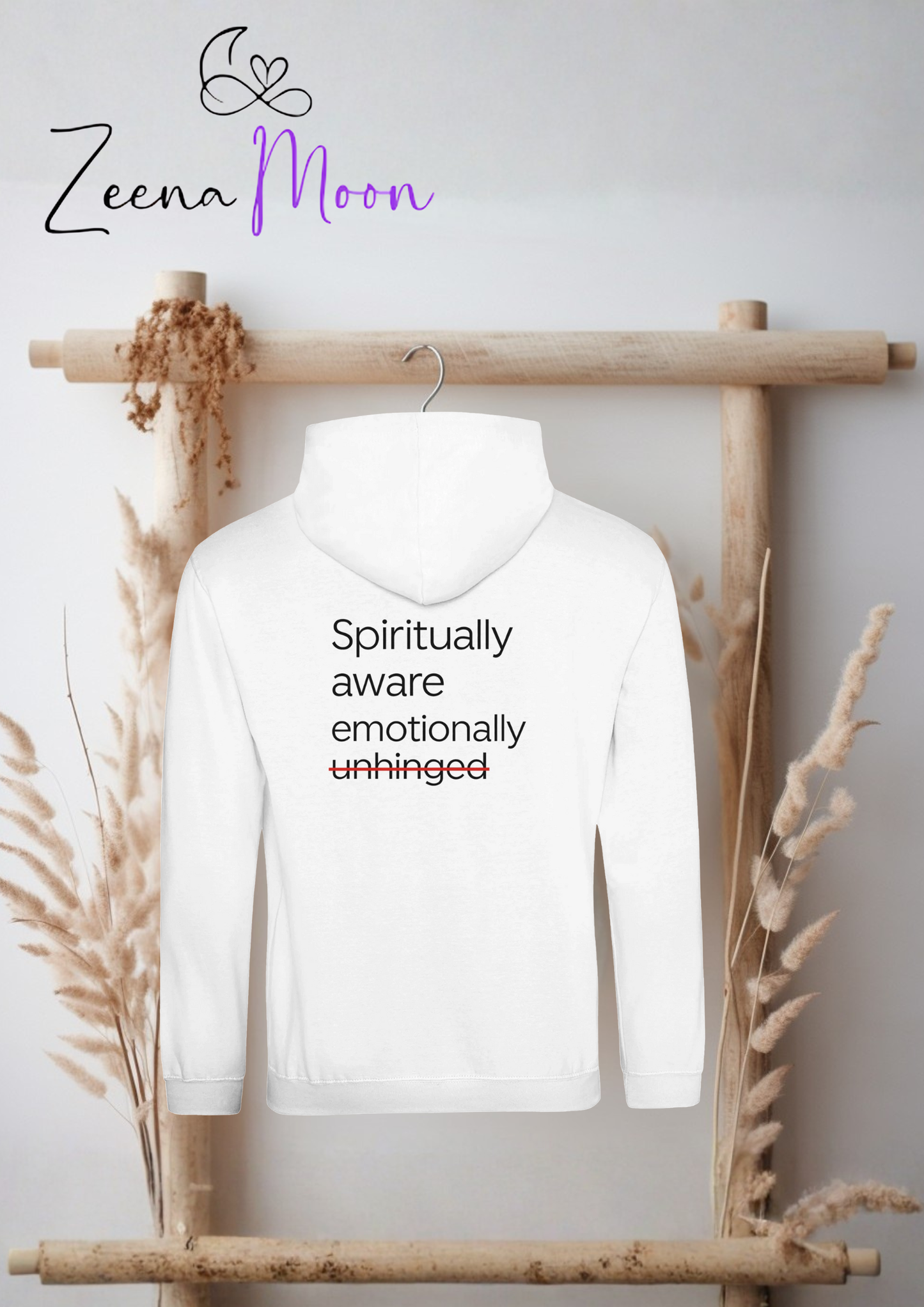 Spiritually aware, emotionally unhinged Premium Unisex Pullover Hoodie  Arctic White