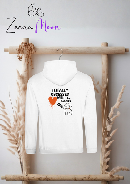 Totally obsessed with rabbits Premium Unisex Pullover Hoodie |  Arctic White