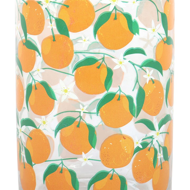 Orange Print Can Glass